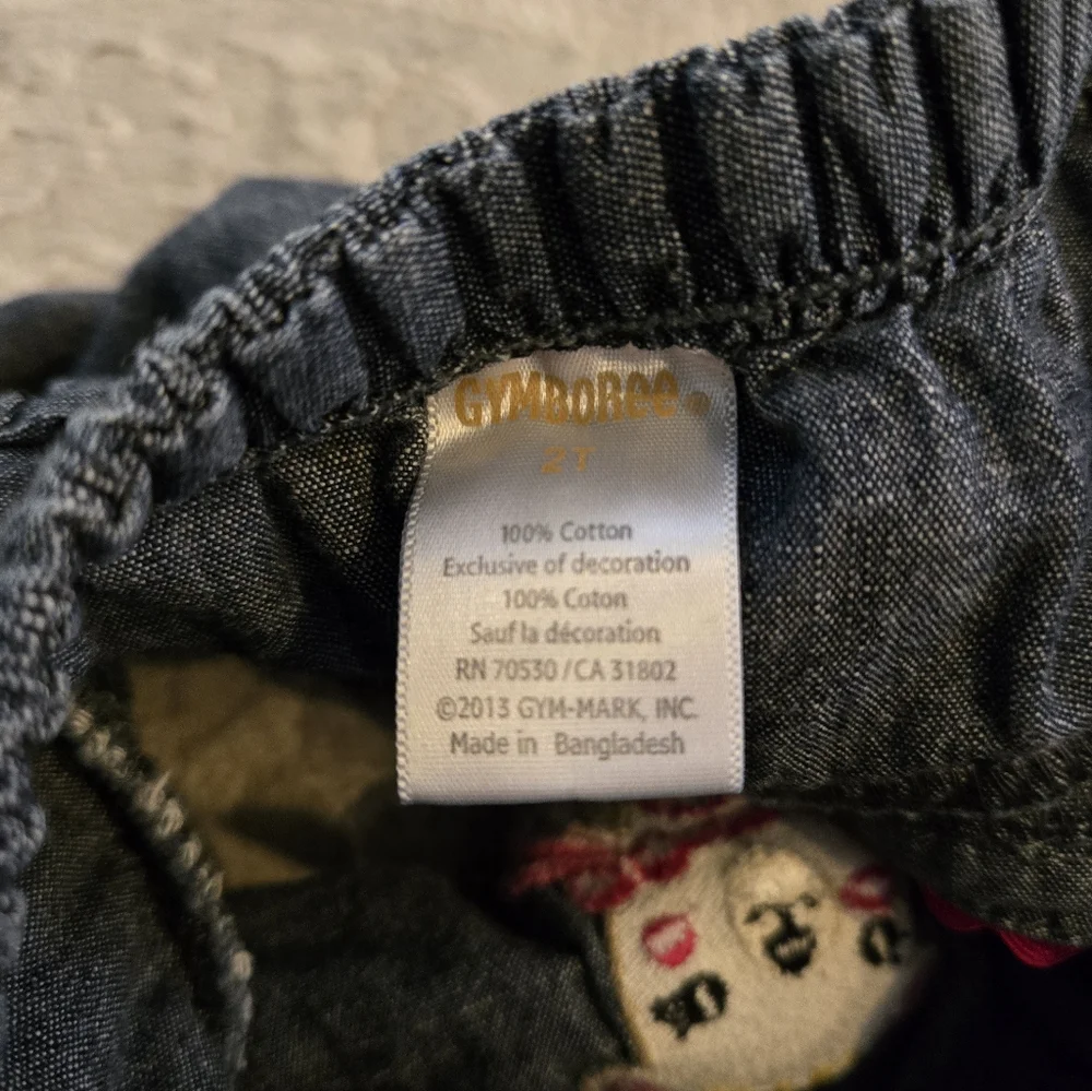 Gymboree Denim Skirt with Bear and Tree Embroidery